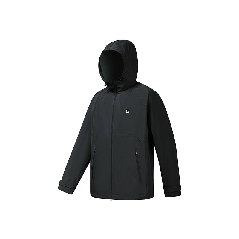 FILA Fitness Jackets Men's Jet Black Hooded Non Detachable Moderate Straight Fit