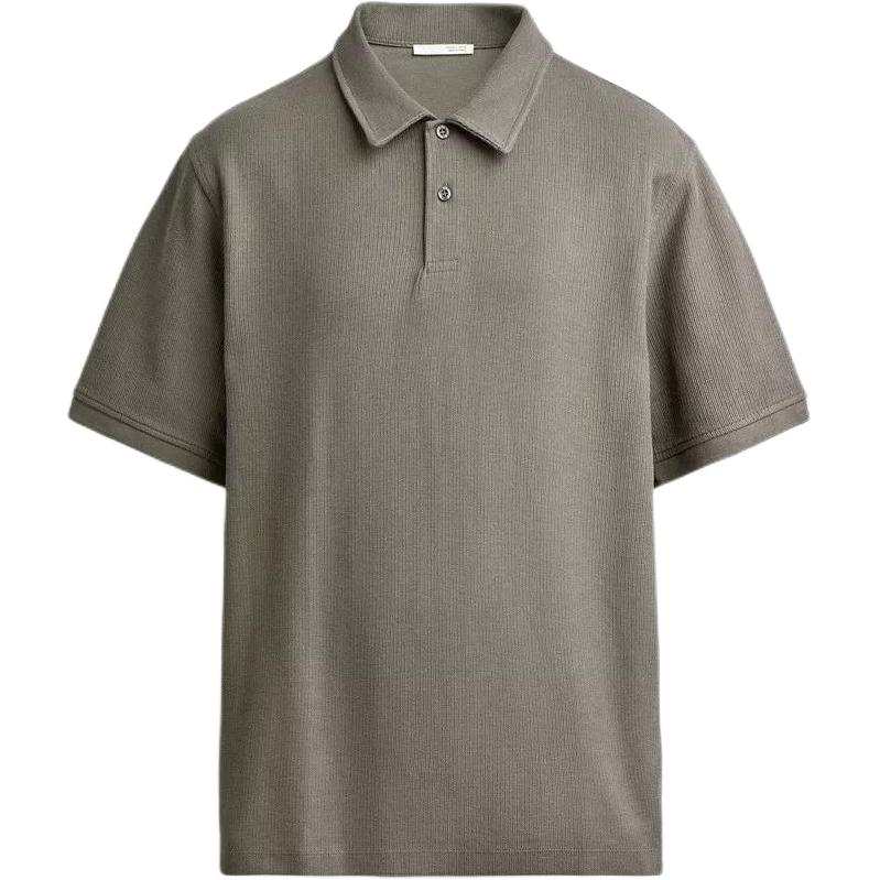 ZARA Polo Shirts Men's Light Brown Polo Collar Moderate Straight Fit