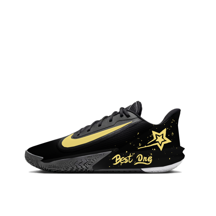 Nike Nike Precision 7 Basketball Shoes Unisex Low Top Black Yellow