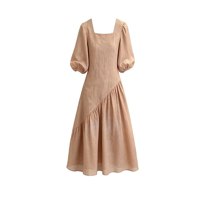 MARIE·COCO Short Sleeved Dresses Women's Dress Crew Neck Moderate Long Skirt A Line Skirt