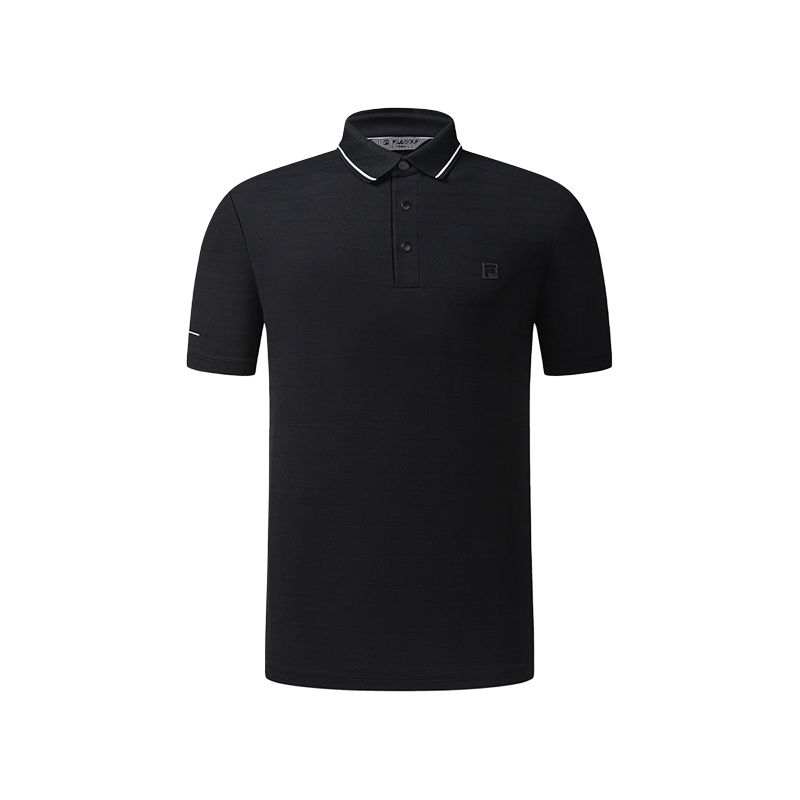 FILA Golf Polo Shirts Men's Pitch Black Polo Collar Moderate