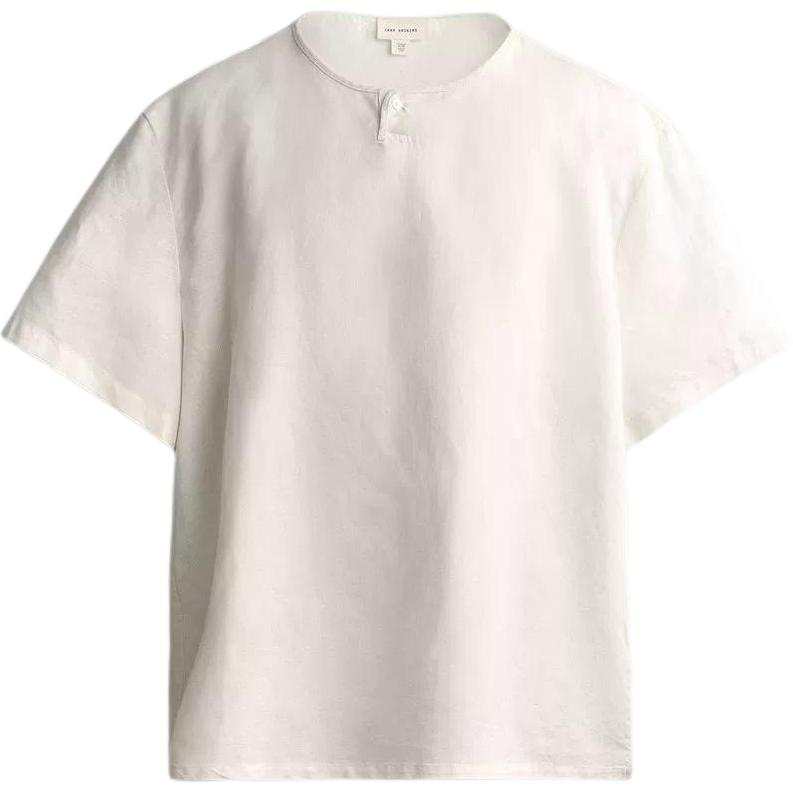 ZARA Shirts Men's Frosted White Crew Neck Moderate Straight Fit