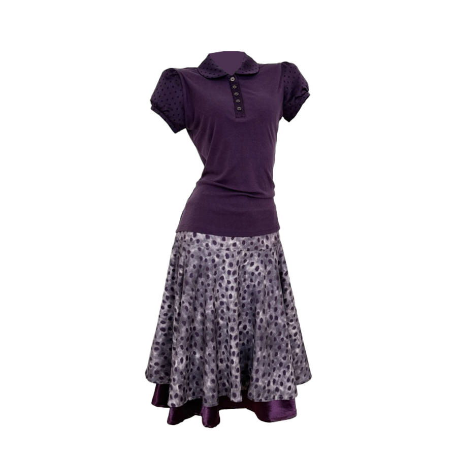 CPAURA Two Piece Skirt Sets Women's Peter Pan Collar Moderate Midi Skirt