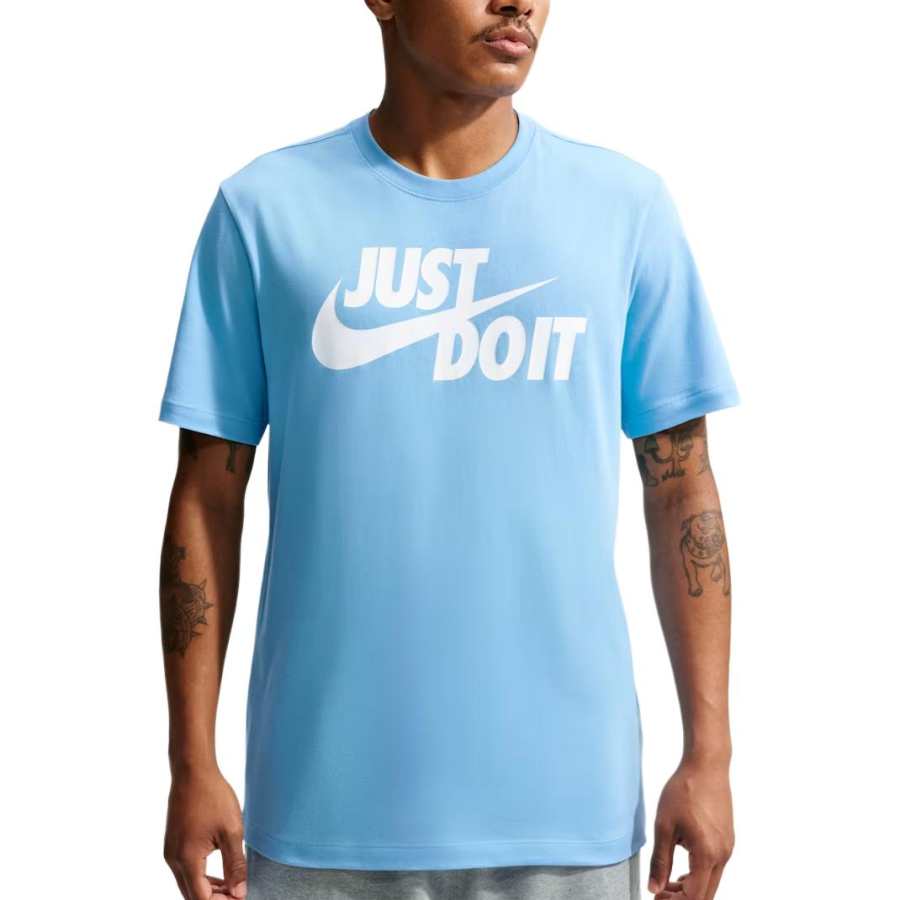 Nike Nike Sportswear JDI T Shirts Men's Soccer Ball Blue Crew Neck Moderate