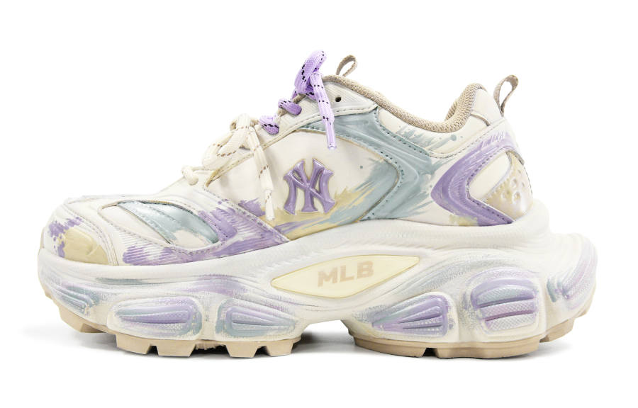 MLB New York Yankees Chunky Sneakers Unisex Low Top White Purple