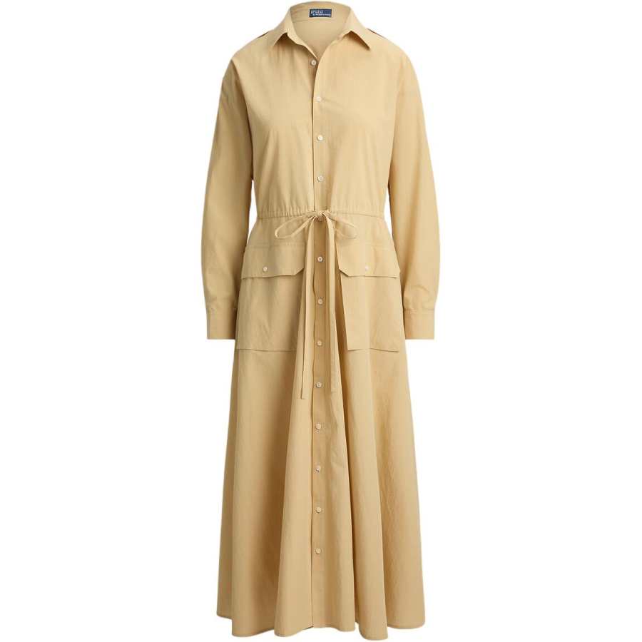 Polo Ralph Lauren Long Sleeved Dresses Women's Brown Yellow Moderate Midi Skirt A Line Skirt