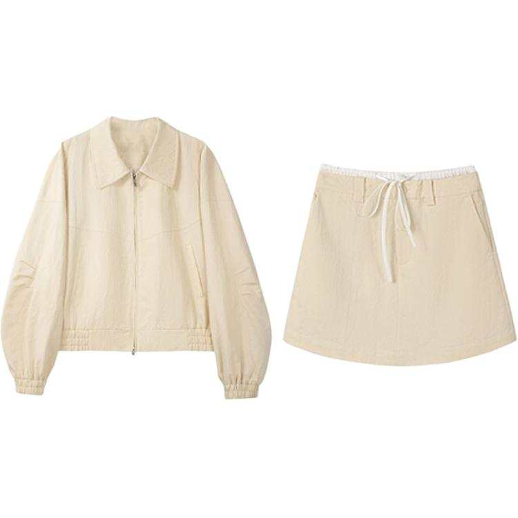 CHARM GLOW Two Piece Skirt Sets Women's Polo Collar Moderate Short Skirt