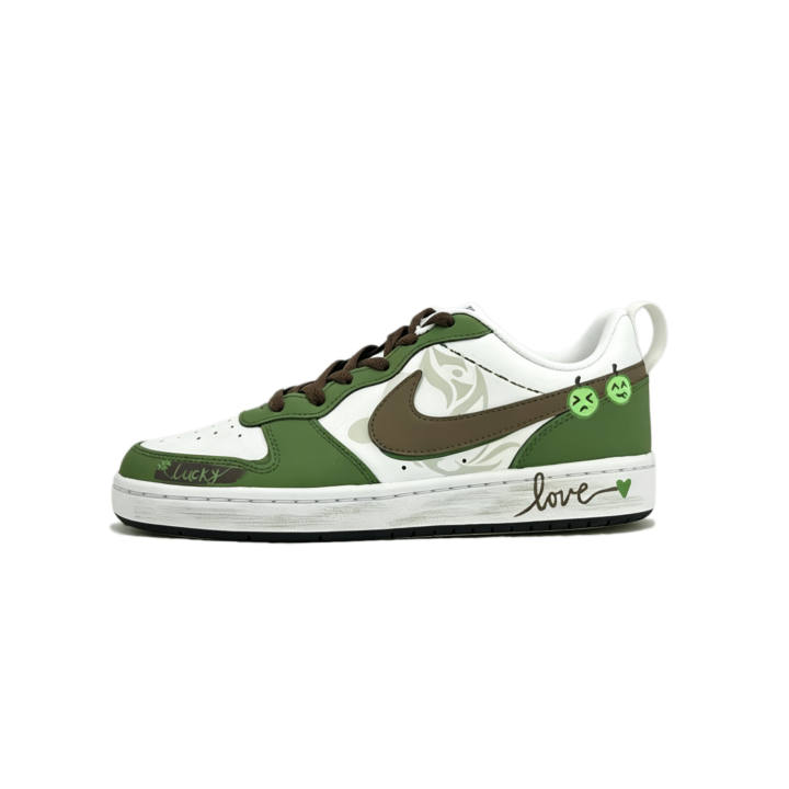 Nike Nike Court Borough 2 Skateboard Shoes Women's Low Top Green & White Brown Color Block Patchwork