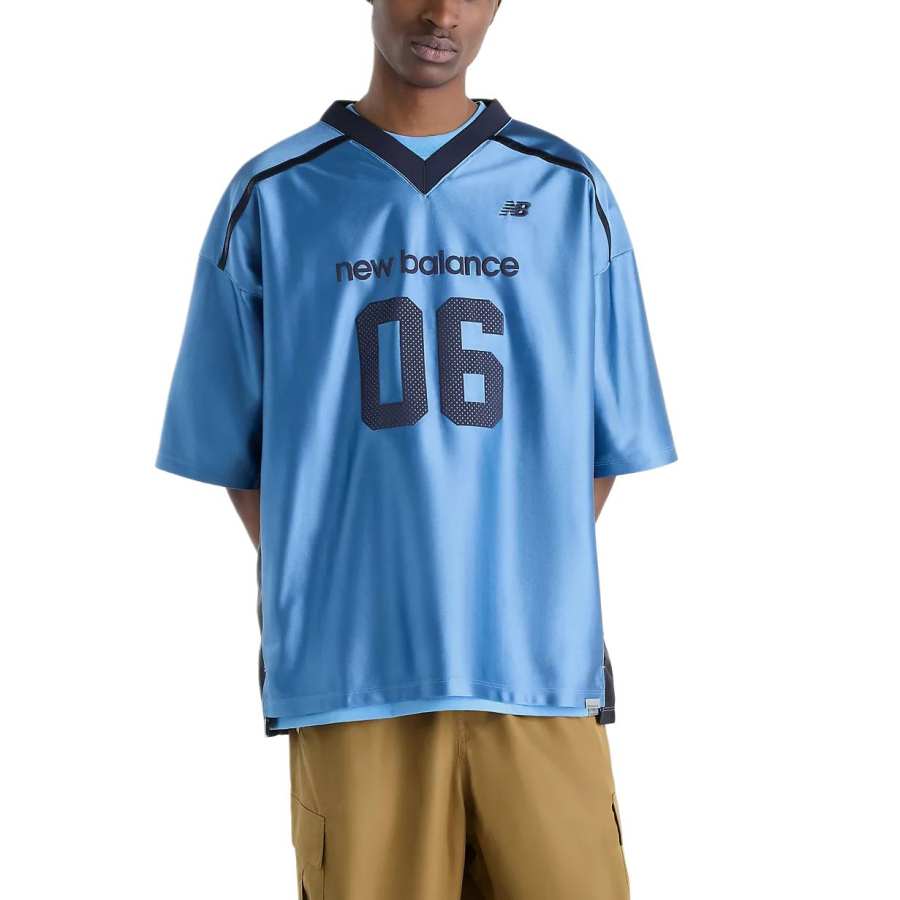 New Balance New Balance Rugby Jerseys Men's Pale Egret Blue V Neck Moderate