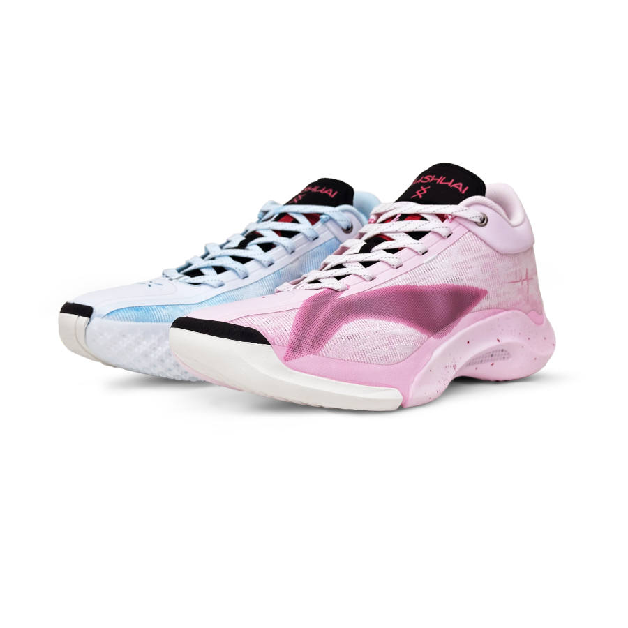 Li-Ning Li Ning Yushuai 20 Slip Resistant Abrasion Resistant Mid top Basketball Shoes Men's Pink Blue Mismatched