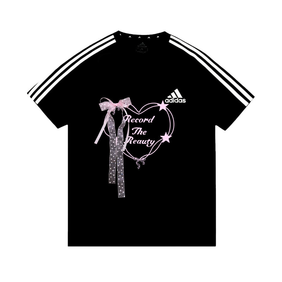 Adidas Adidas Football T Shirts Unisex Black Pink Crew Neck Moderate