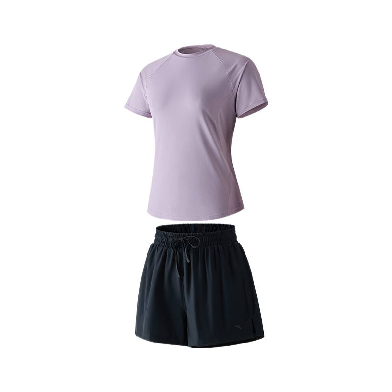 ANTA Two Piece Swimsuits Women's Purple Crew Neck Moderate
