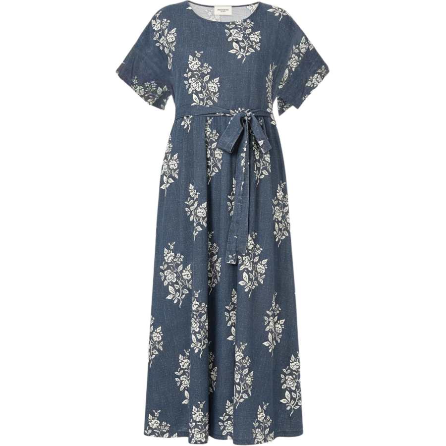 WEEKEND MaxMara Short Sleeved Dresses Women's Blue Crew Neck Moderate Midi Skirt A Line Skirt