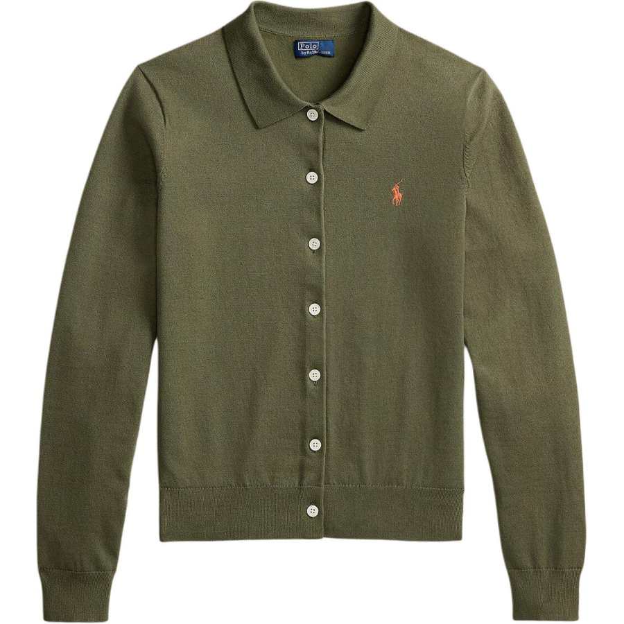 Polo Ralph Lauren Knitwear Women's Dark Olive Green Polo Collar Moderate