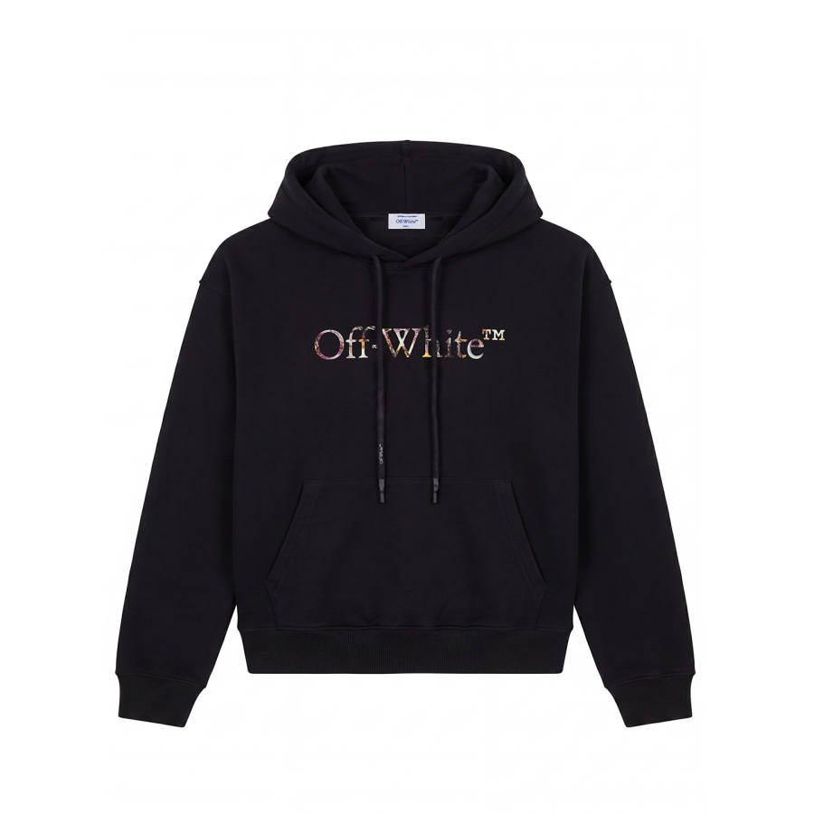 OFF-WHITE OFF WHITE Sweatshirts Unisex Black Hooded Non Detachable Moderate Straight Fit