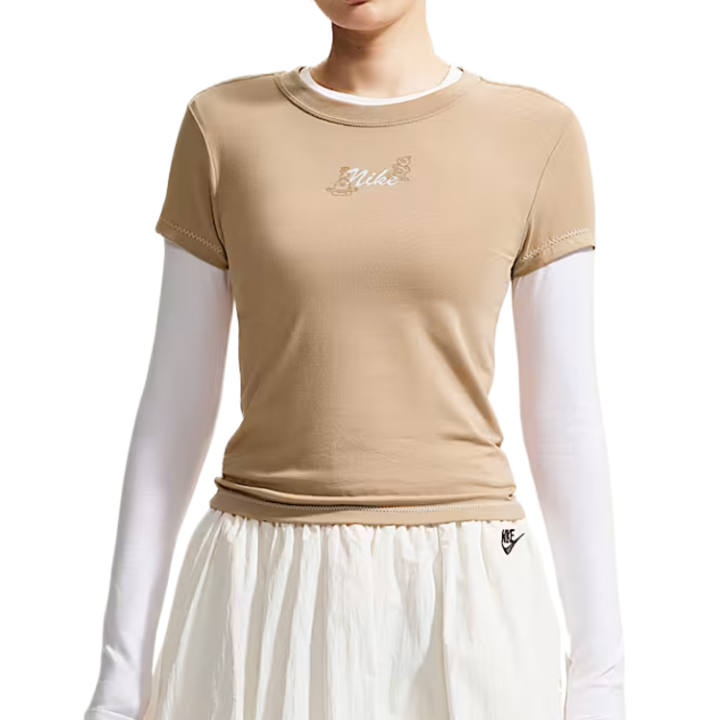 Nike Nike Sportswear T Shirts Women's British Khaki Crew Neck Moderate