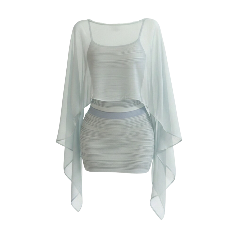 FINDSME GAGA Two Piece Skirt Sets Women's Camisole Thin Short Skirt