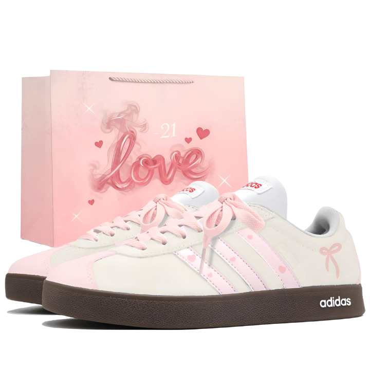 Adidas Adidas VL COURT 2.0 German Army Trainers Unisex Low Top Beige Pink