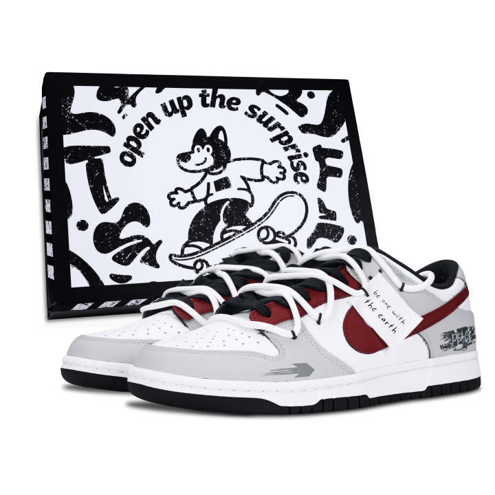Nike Nike Dunk Skateboard Shoes Unisex Low Top Gray/White/Red