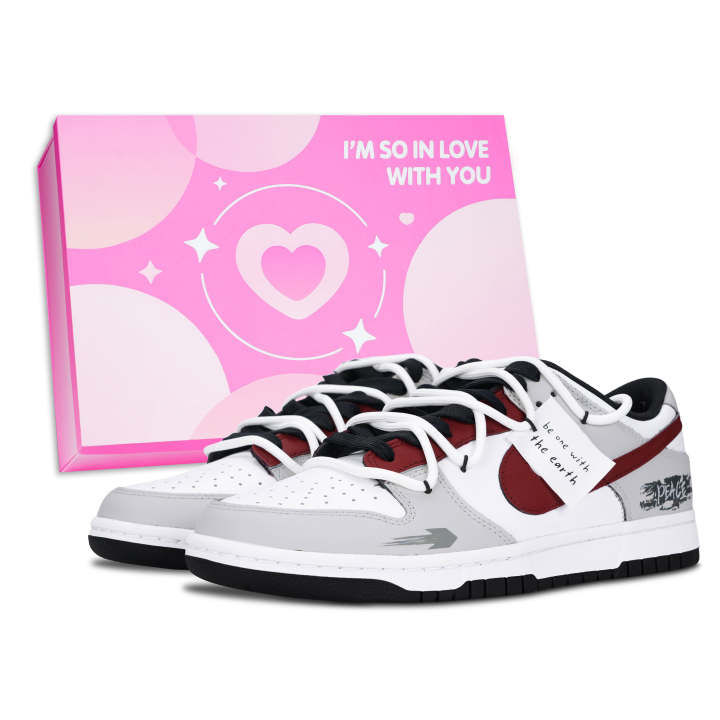 Nike Nike Dunk Skateboard Shoes Unisex Low Top Gray/White/Red
