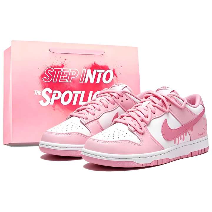 Nike Nike Dunk Skateboard Shoes Unisex Low Top Sweet Pink Ink Pink Shopping Bag