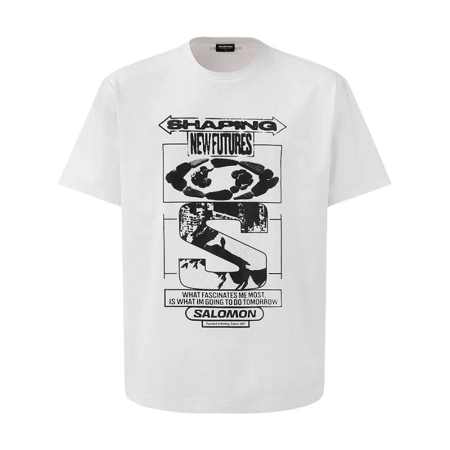 SALOMON UNI T Shirts Unisex White Crew Neck Moderate Straight Fit