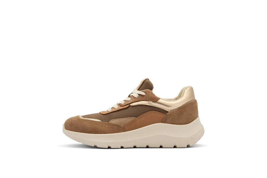 Ecco Ecco Casual Shoes Women's Low Top Brown & Beige Color Block Patchwork