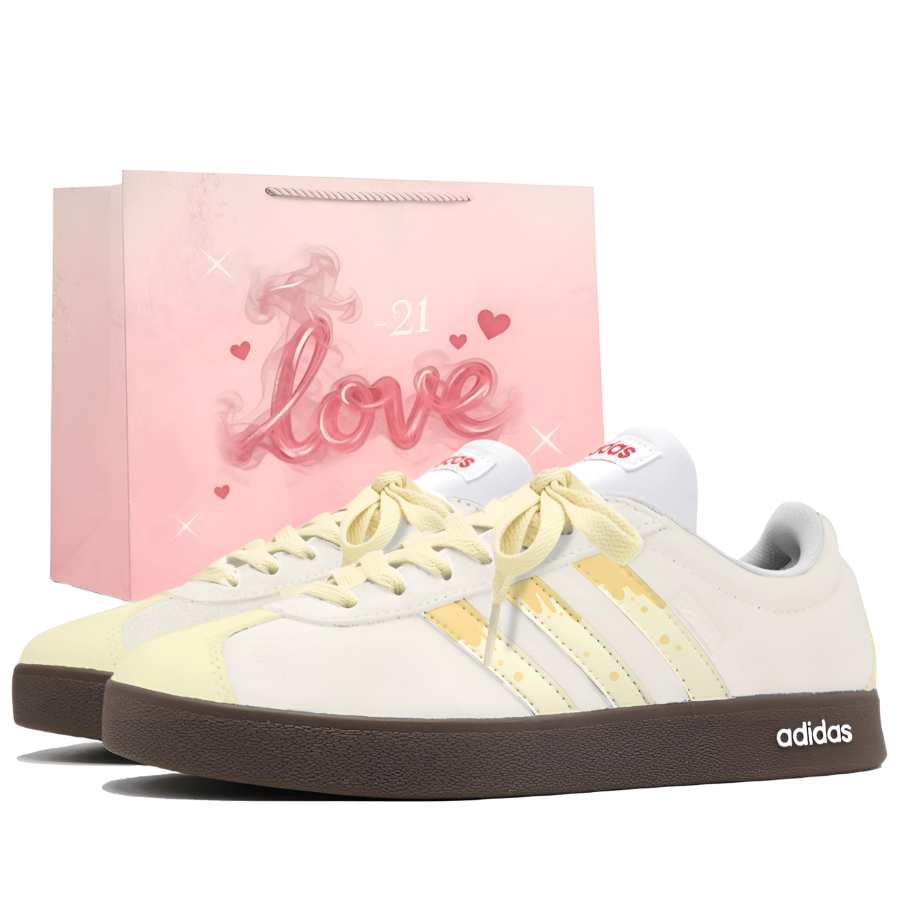 Adidas Adidas VL COURT 2.0 Skateboard Shoes Unisex Low Top Custard
