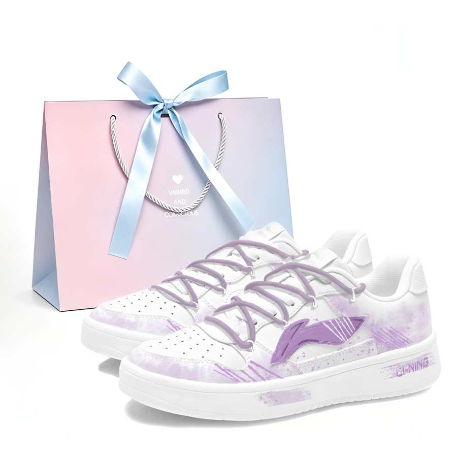 Li-Ning Li Ning Floating Boat Skateboard Shoes Unisex Low Top White Purple Gradient Blended Colorway