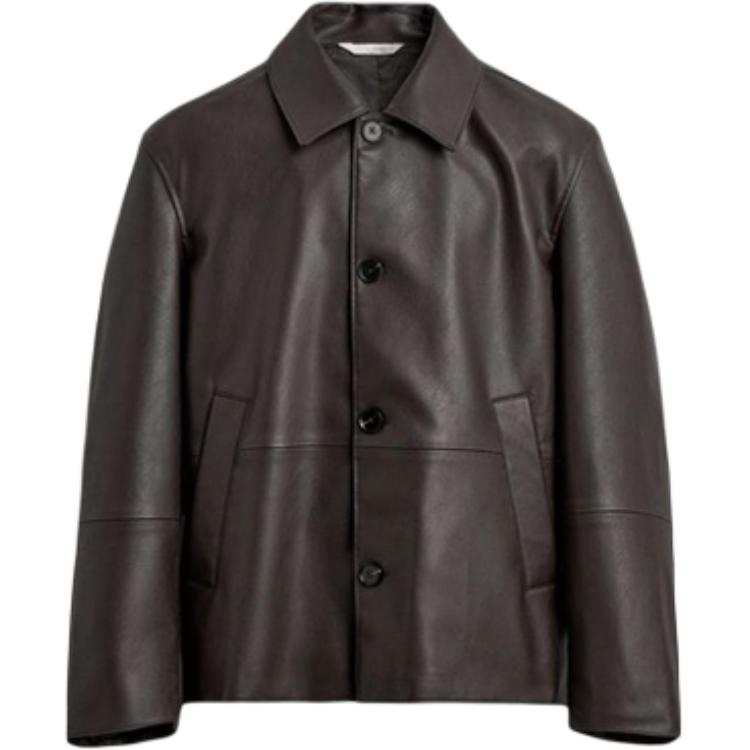 ZARA ZARA Leather Jackets Men's Brown Lapel Moderate
