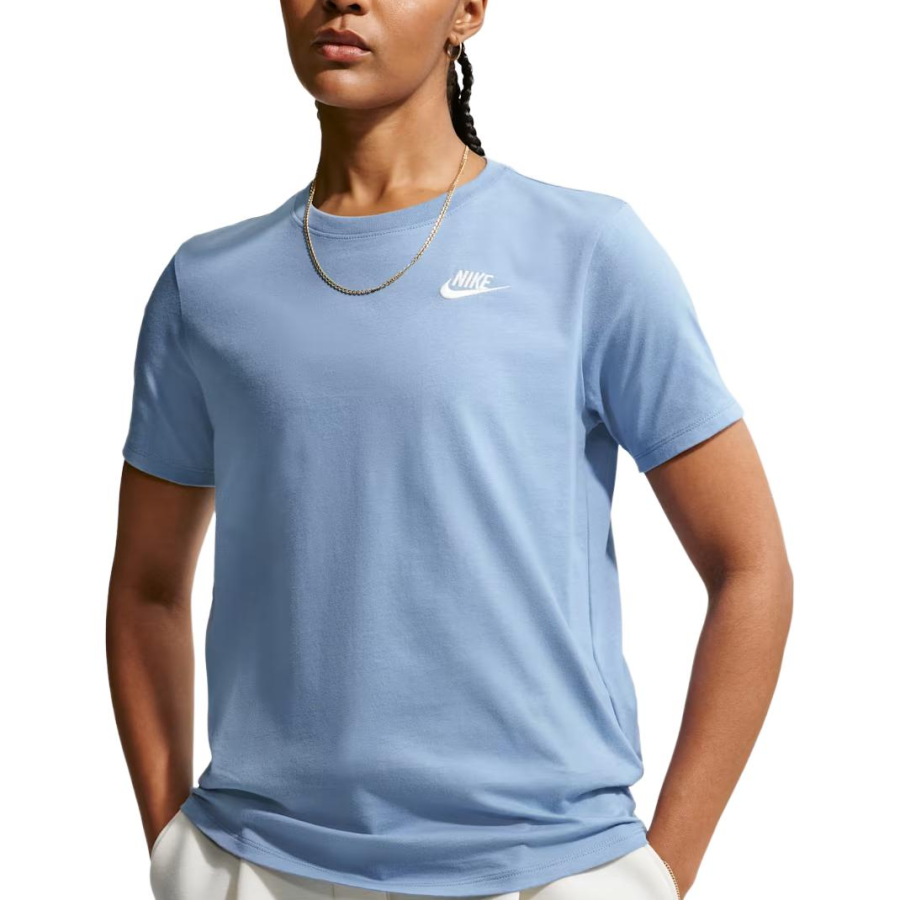 Nike Nike Sportswear Club T Shirts Women's Work Blue Crew Neck Moderate