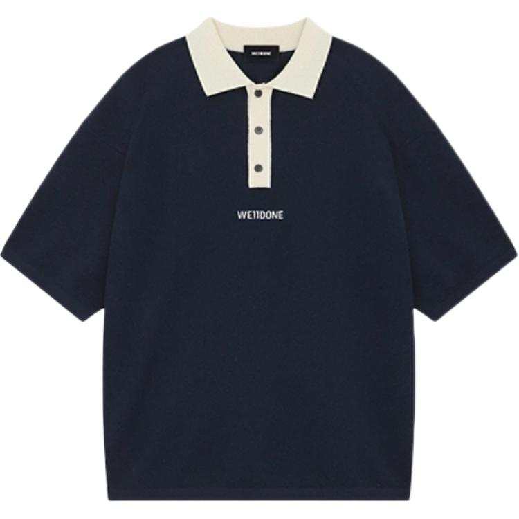 WE11DONE Polo Shirts Unisex Marine Blue Polo Collar Moderate Other