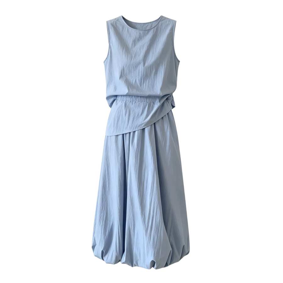 Sugarfunk Two Piece Skirt Sets Women's Crew Neck Moderate Long Skirt