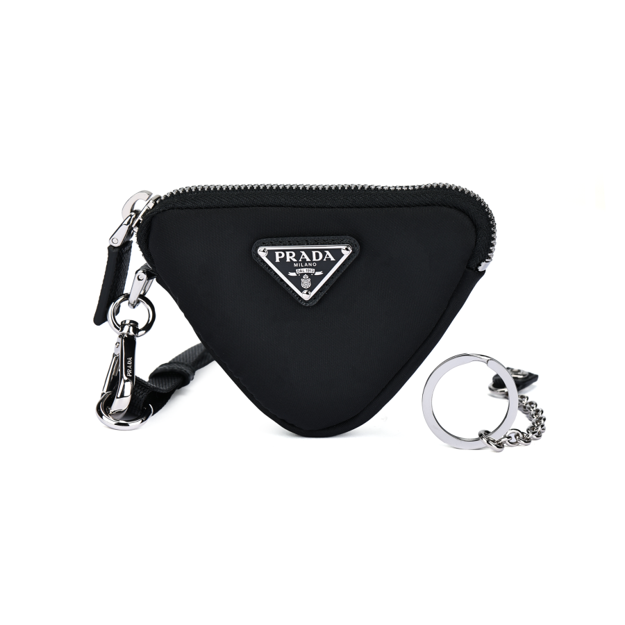 PRADA Top Zipper Nylon Fabric Crossbody Bag, Coin Purse Men's Black