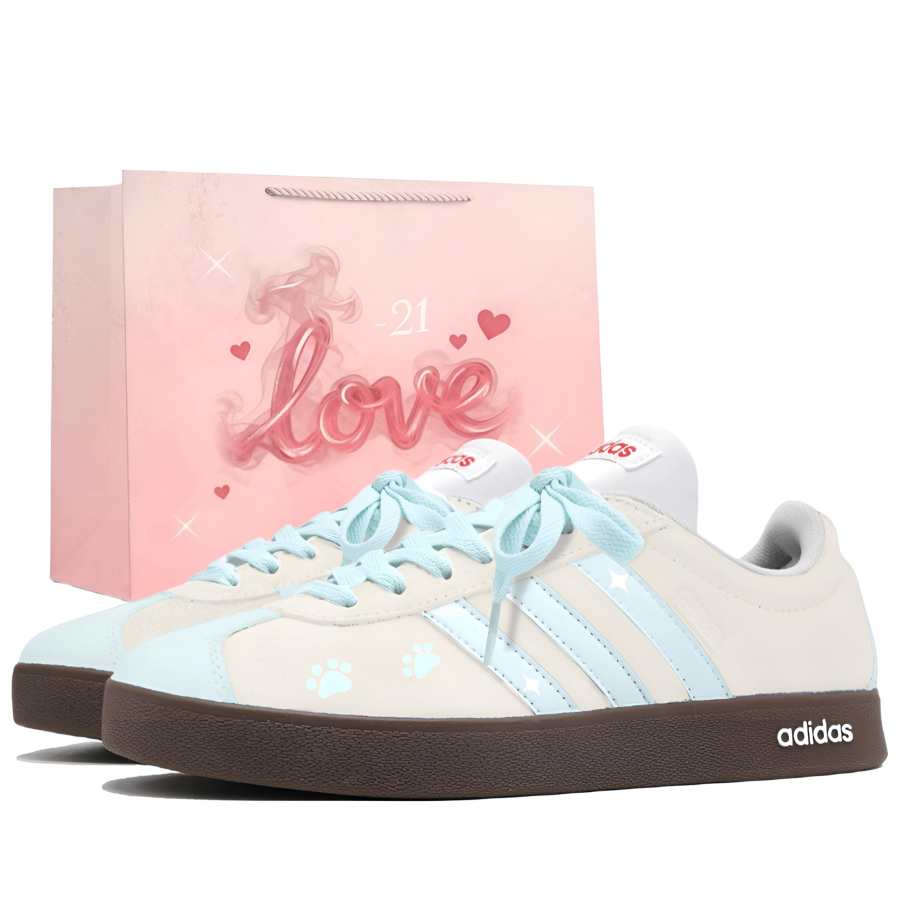 Adidas Adidas VL COURT 2.0 Skateboard Shoes Unisex Low Top Milk Blue