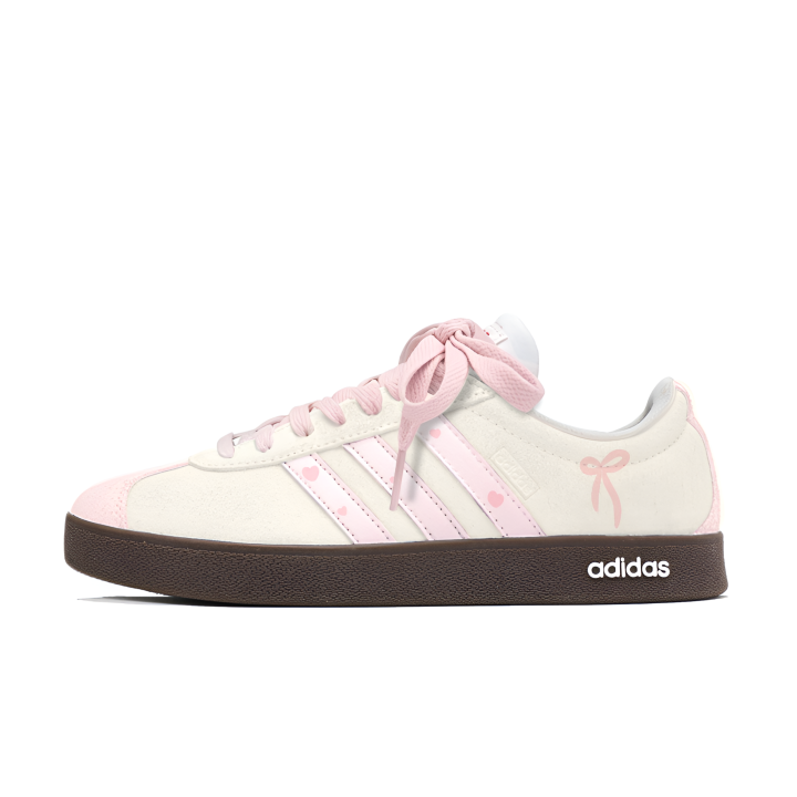 Adidas Adidas VL COURT 2.0 Skateboard Shoes Unisex Low Top Beige Pink