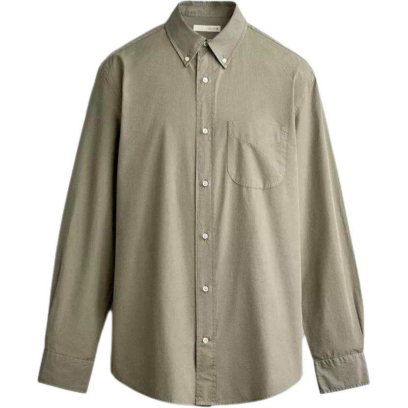 ZARA Shirts Men's Khaki Lapel Moderate Straight Fit