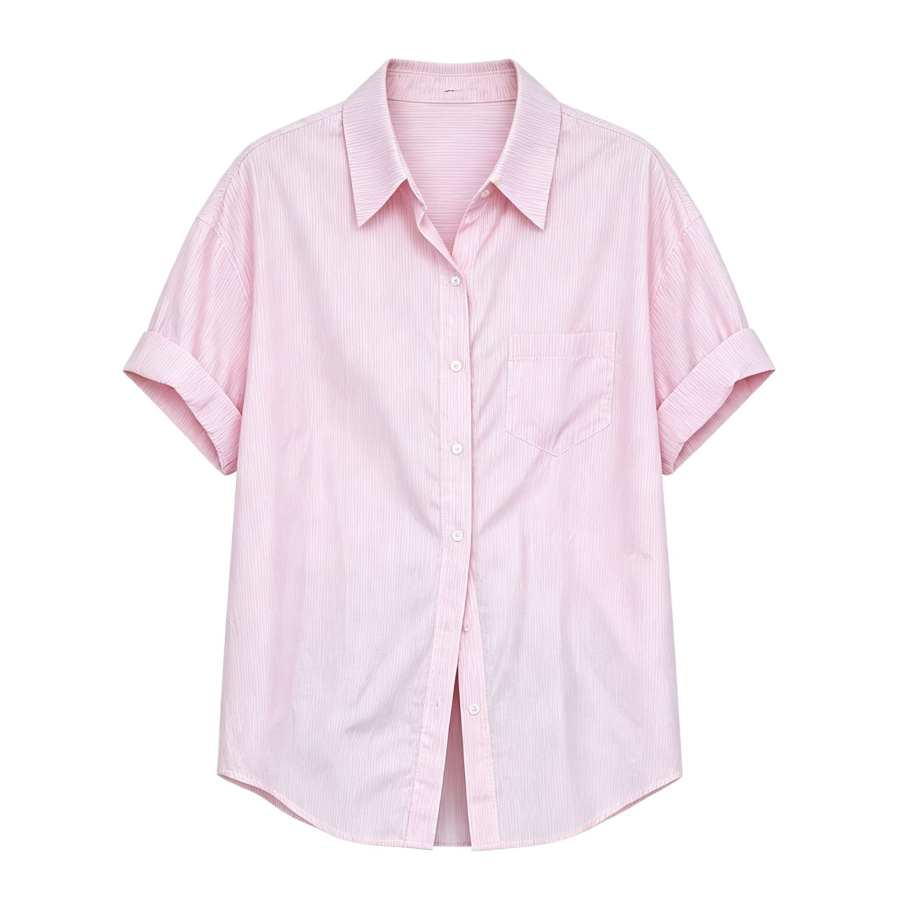 Sugarfunk Sugarfunk Shirts Women's Pink Lapel Thin Straight Fit