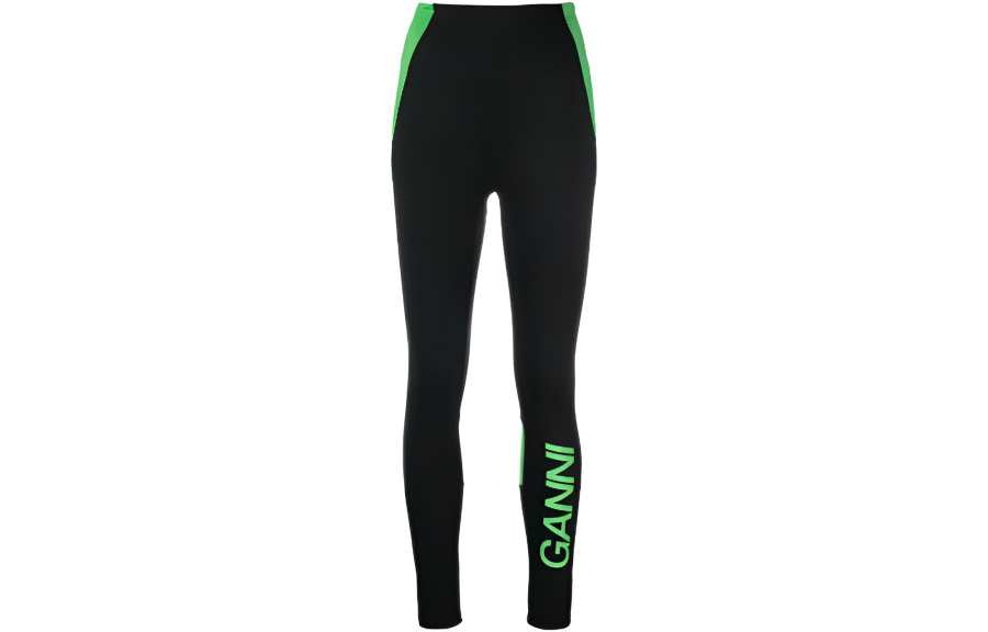 Ganni logo-print panelled leggings