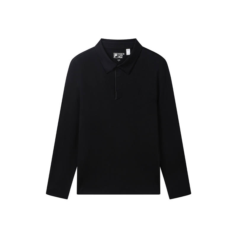 FILA WHITE Polo Shirts Men's Jet Black Polo Collar Moderate Straight Fit