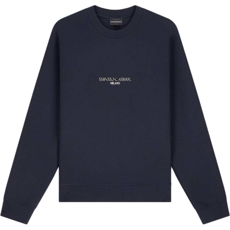 EMPORIO ARMANI Sweatshirts Men's Blue Crew Neck Moderate Straight Fit