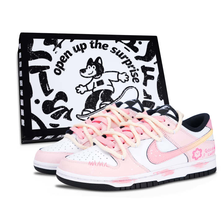 Nike Nike Dunk Skateboard Shoes Unisex Low Top Pink/Yellow/White