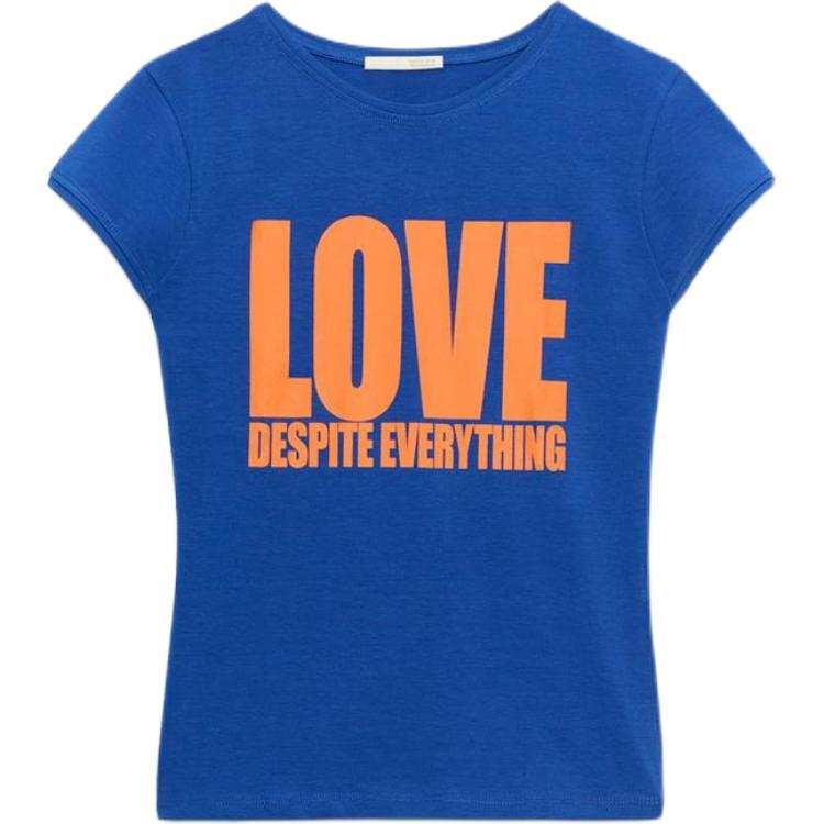 ZARA T Shirts Women's Dark Blue Crew Neck