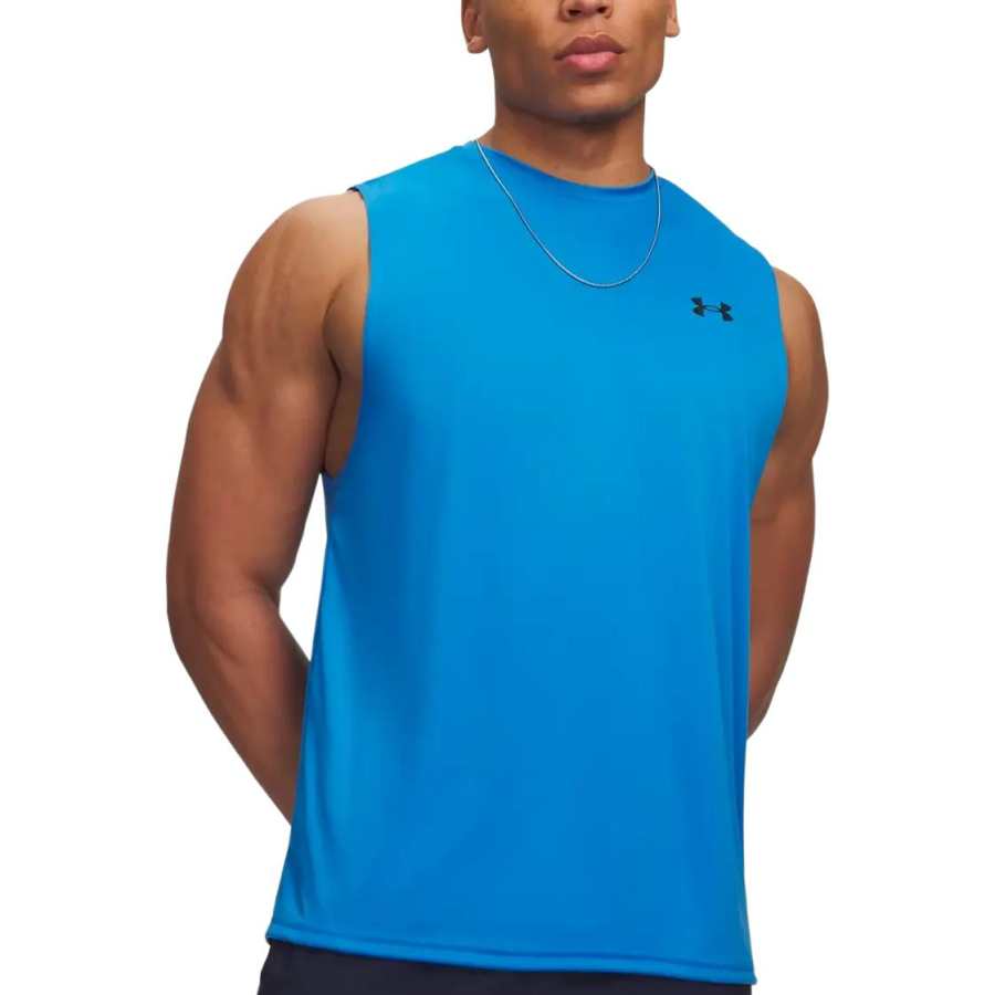 Under Armour Velocity Quick Dry Tank Tops Men's Deep Sea Blue Crew Neck Straight Fit