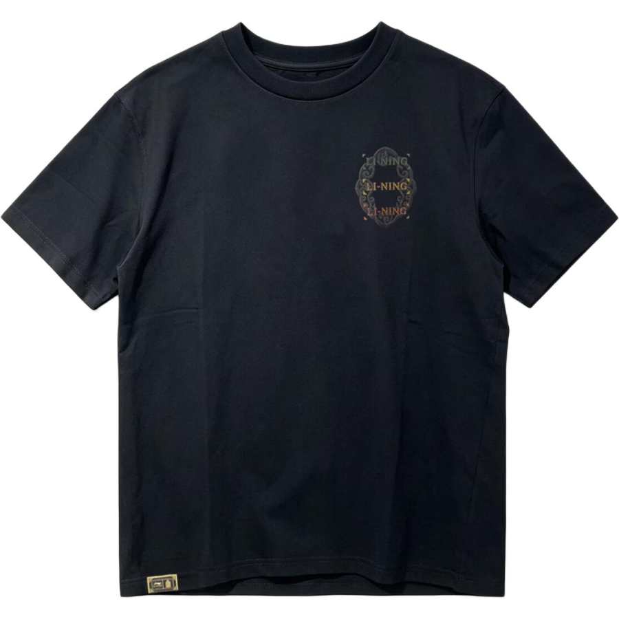 Li-Ning Li Ning X GUGONG Sports Trendy Collection T Shirts Unisex Black Crew Neck Moderate Straight Fit