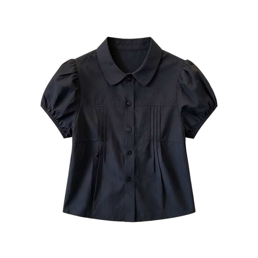Sugarfunk Shirts Women's Blue Peter Pan Collar Thin Straight Fit