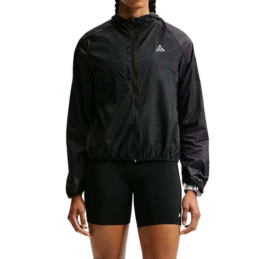 Nike Nike ACG Running Jackets Women's Black/Black/Peak White Hooded Non Detachable Moderate