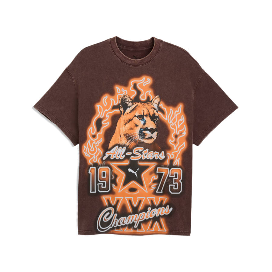PUMA T Shirts Men's Chocolate Hot Pot Crew Neck Moderate