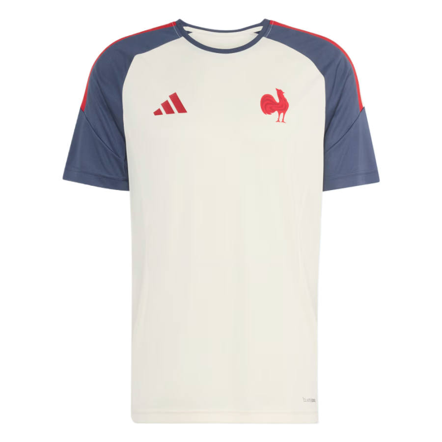 Adidas Adidas T Shirts Men's Ecru/Dark Marine Blue Crew Neck Moderate