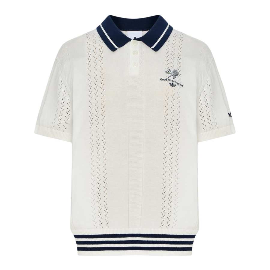 Adidas Originals Polo Shirts Men's Jade White Polo Collar Moderate Straight Fit